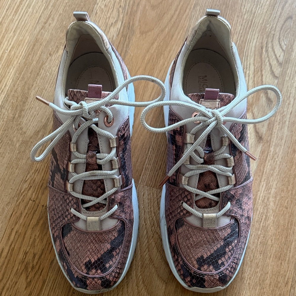 MICHAEL Michael Kors Pink and Brown Snake Print Sneakers